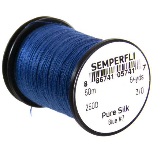 Semperfli Pure Silk Blue #7 Fly Tying Materials (Product Length 54.6 Yds / 50m)