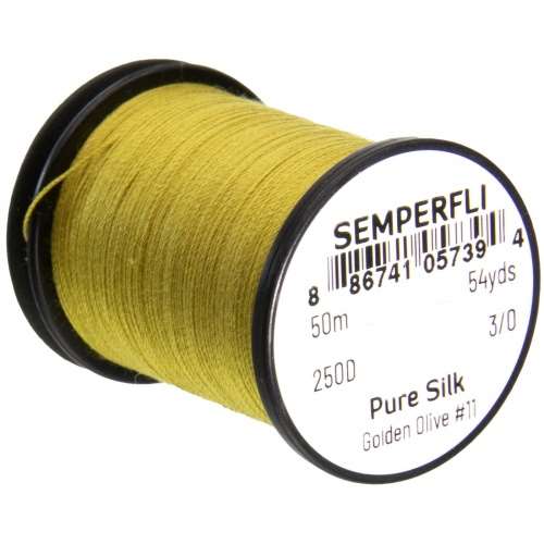 Semperfli Pure Silk Golden Olive #11 Fly Tying Materials (Product Length 54.6 Yds / 50m)