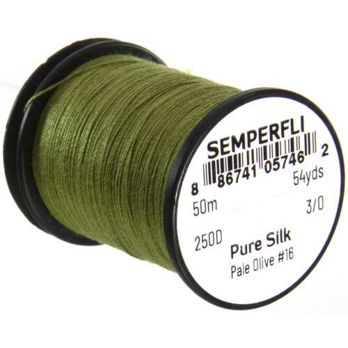 Semperfli Pure Silk Pale Olive #16 Fly Tying Materials (Product Length 54.6 Yds / 50m)