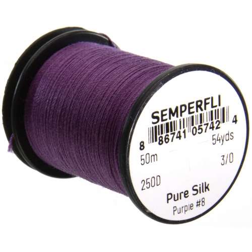 Semperfli Pure Silk Purple #8 Fly Tying Materials (Product Length 54.6 Yds / 50m)