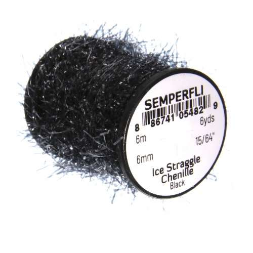 Semperfli Ice Straggle Chenille Black Fly Tying Materials (Product Length 6.56 Yds / 6m)