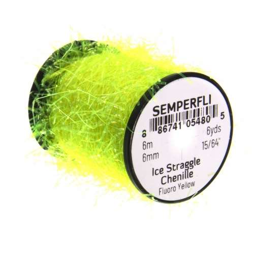 Semperfli Ice Straggle Chenille Fl Yellow Fly Tying Materials (Product Length 6.56 Yds / 6m)