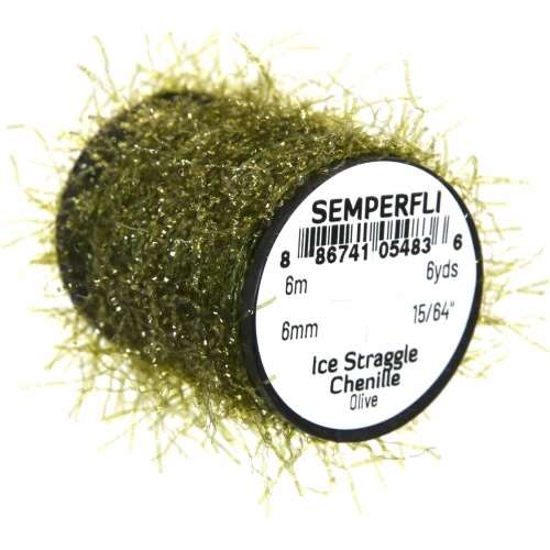 Semperfli Ice Straggle Chenille Olive Fly Tying Materials (Product Length 6.56 Yds / 6m)