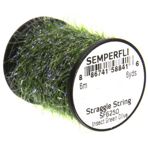Semperfli Straggle String Micro Chenille Sf6250 Insect Green Olive Fly Tying Materials (Product Length 6.56 Yds / 6m)