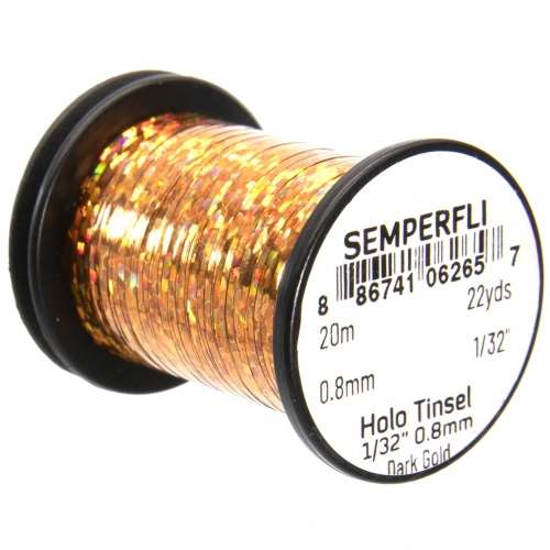 Semperfli Spool 1/32'' Holographic Dark Gold Tinsel Fly Tying Materials (Product Length 21.87Yds / 20m)