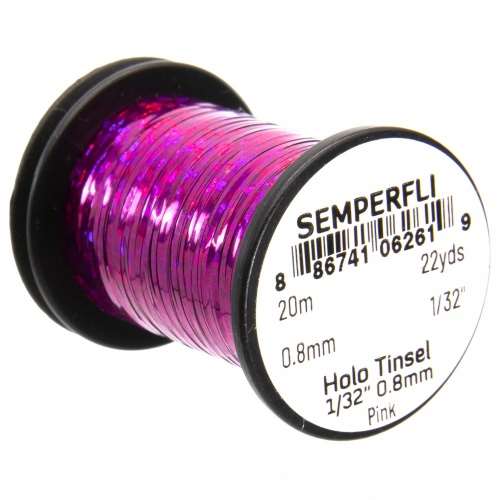 Semperfli Spool 1/32'' Holographic Pink Tinsel Fly Tying Materials (Product Length 21.87Yds / 20m)