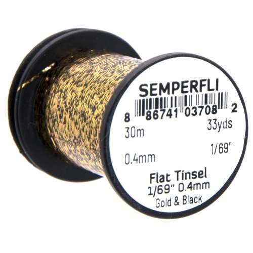 Semperfli Spool 1/69'' Gold & Black Mirror Tinsel Fly Tying Materials