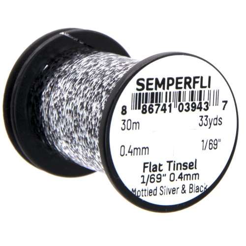 Semperfli Spool 1/69'' Silver & Black Mirror Tinsel Fly Tying Materials