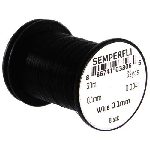 Semperfli Wire 0.1mm Black Fly Tying Materials (Product Length 32.8 Yds / 30m)
