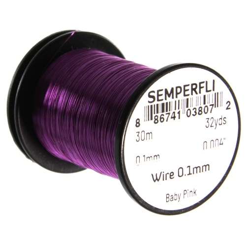 Semperfli Wire 0.1mm Baby Pink Fly Tying Materials (Product Length 32.8 Yds / 30m)
