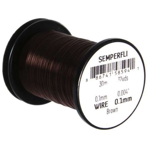 Semperfli Wire 0.1mm Brown Fly Tying Materials (Product Length 32.8 Yds / 30m)