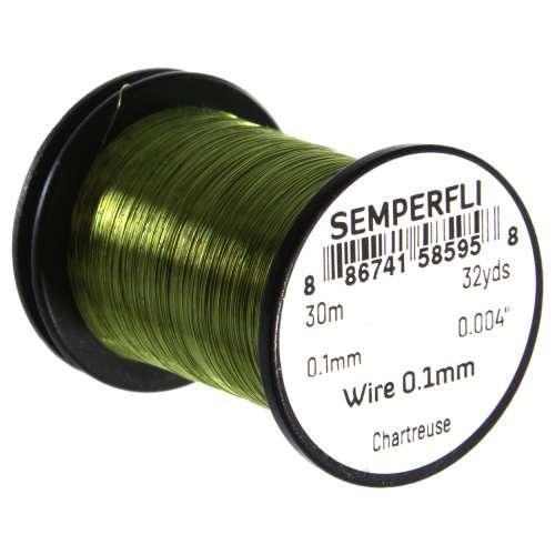 Semperfli Wire 0.1mm Chartreuse Fly Tying Materials (Product Length 32.8 Yds / 30m)