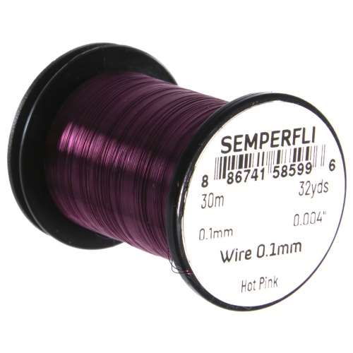 Semperfli Wire 0.1mm Hot Pink Fly Tying Materials (Product Length 32.8 Yds / 30m)