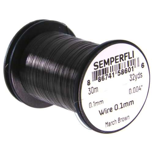 Semperfli Wire 0.1mm March Brown Fly Tying Materials (Product Length 32.8 Yds / 30m)