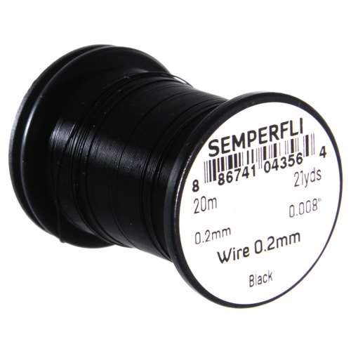 Semperfli Wire 0.2mm Black Fly Tying Materials (Product Length 21.87 Yds / 20m)