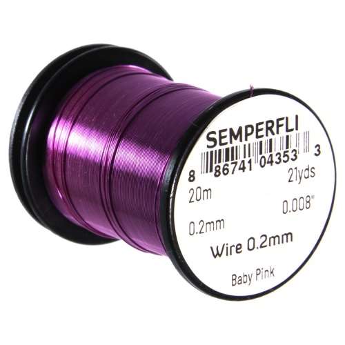 Semperfli Wire 0.2mm Baby Pink Fly Tying Materials (Product Length 21.87 Yds / 20m)