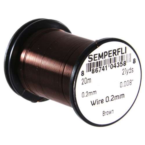 Semperfli Wire 0.2mm Brown Fly Tying Materials (Product Length 21.87 Yds / 20m)