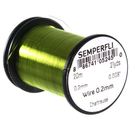 Semperfli Wire 0.2mm Chartreuse Fly Tying Materials (Product Length 21.87 Yds / 20m)