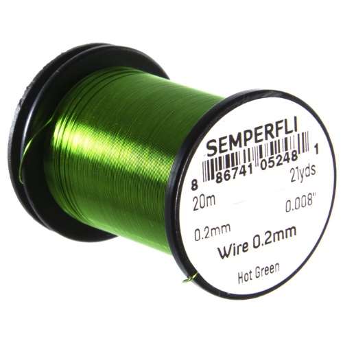 Semperfli Wire 0.2mm Hot Green Fly Tying Materials (Product Length 21.87 Yds / 20m)