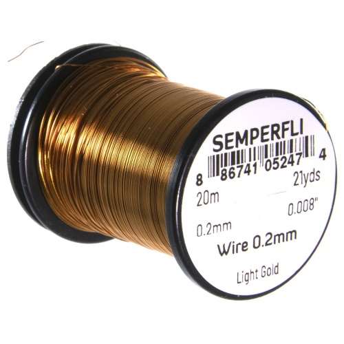 Semperfli Wire 0.2mm Light Gold Fly Tying Materials (Product Length 21.87 Yds / 20m)