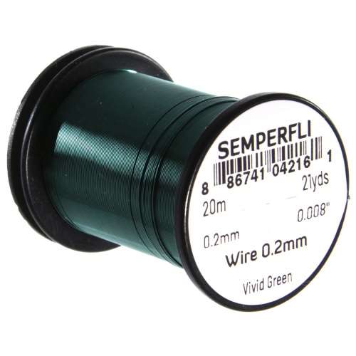 Semperfli Wire 0.2mm Vivid Green Fly Tying Materials (Product Length 21.87 Yds / 20m)