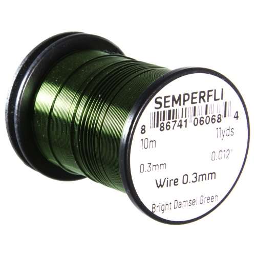 Semperfli Wire 0.3mm Bright Damsel Green Fly Tying Materials (Product Length 10.93 Yds / 10m)