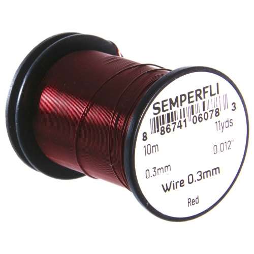 Semperfli Wire 0.3mm Red Fly Tying Materials (Product Length 10.93 Yds / 10m)