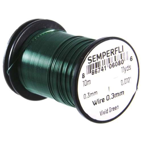Semperfli Wire 0.3mm Vivid Green Fly Tying Materials (Product Length 10.93 Yds / 10m)