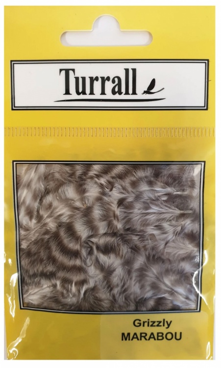 Turrall Marabou Grizzly White Fly Tying Materials