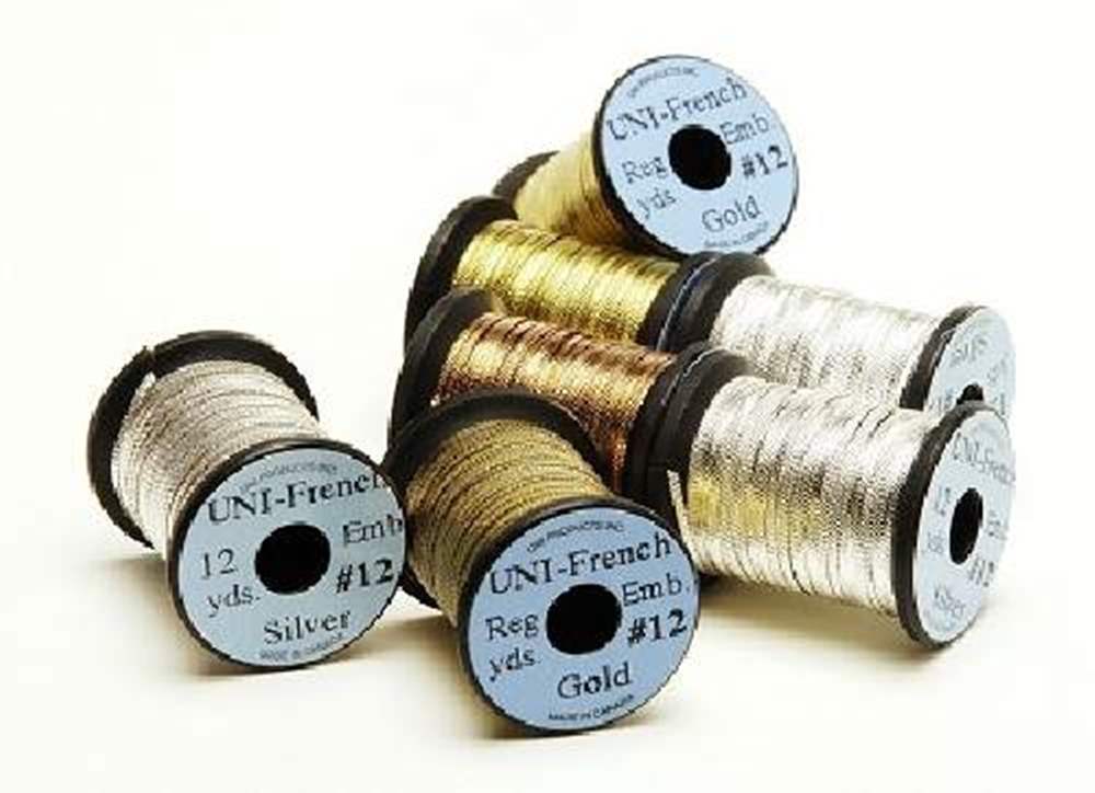 UNI Uni French Embossed Tinsel Gold Size 12 Fly Tying Materials (Product Length 7 Yds / 6.4m)