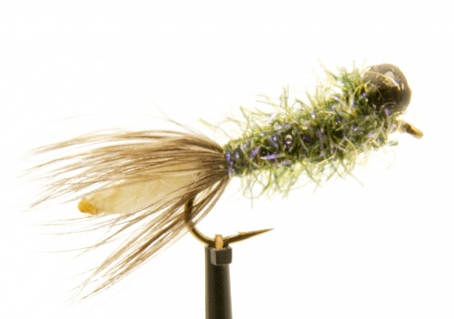 The Essential Fly Hvk Leadhead 2.0 Peeping Caddis Variant Dark Green Olive Fishing Fly