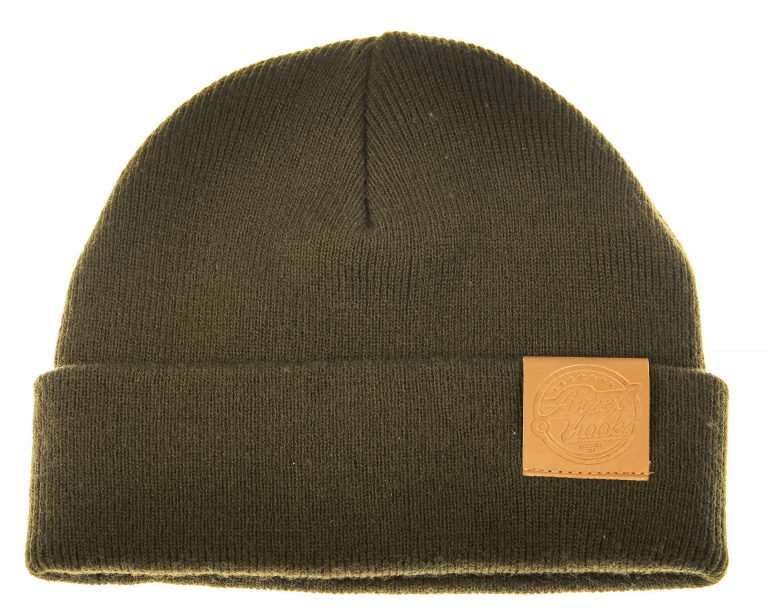Ahrex Beanie Tight Knit Leather Patch Loden