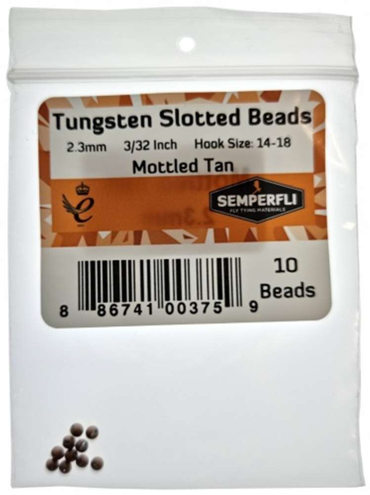 Semperfli Tungsten Slotted Beads 2.3mm (3/32 Inch) Mottled Tan