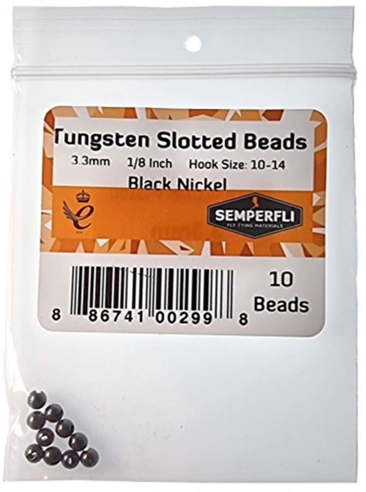Semperfli Tungsten Slotted Beads 3.3mm (1/8 Inch) Black Nickel