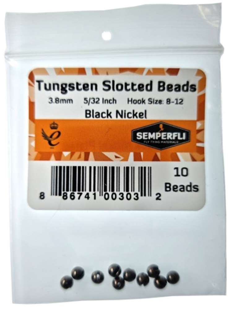 Semperfli Tungsten Slotted Beads 3.8mm (5/32 Inch) Black Nickel