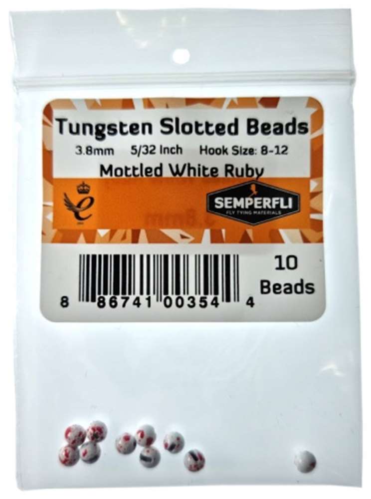 Semperfli Tungsten Slotted Beads 3.8mm (5/32 Inch) Mottled White Ruby