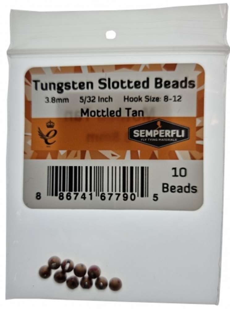 Semperfli Tungsten Slotted Beads 3.8mm (5/32 Inch) Mottled Tan
