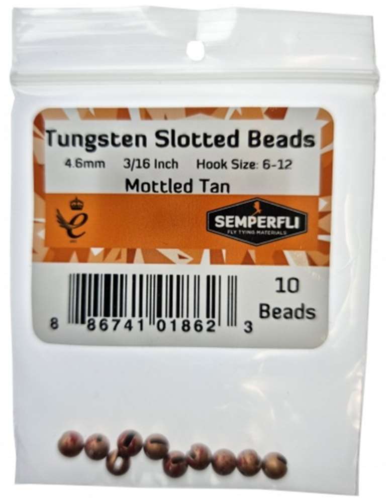 Semperfli Tungsten Slotted Beads 4.6mm (3/16 Inch) Mottled Tan