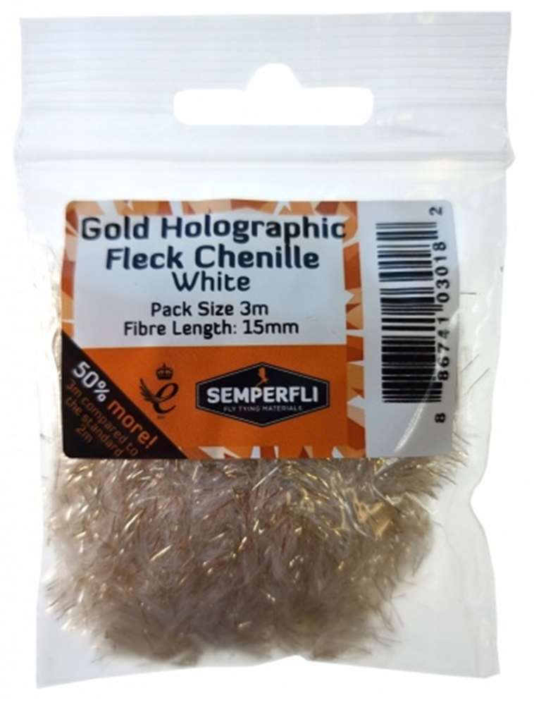 Semperfli Gold Tinsel Fleck 15mm Large White