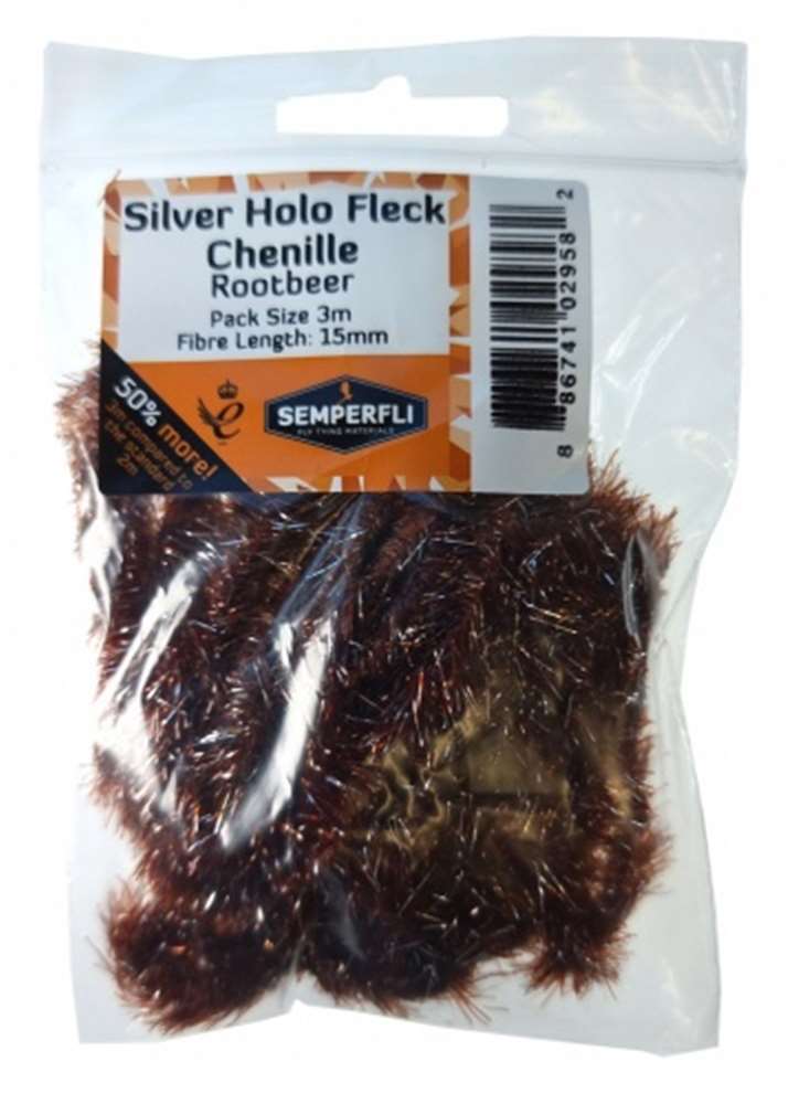 Semperfli Silver Tinsel Fleck 15mm Large Rootbeer