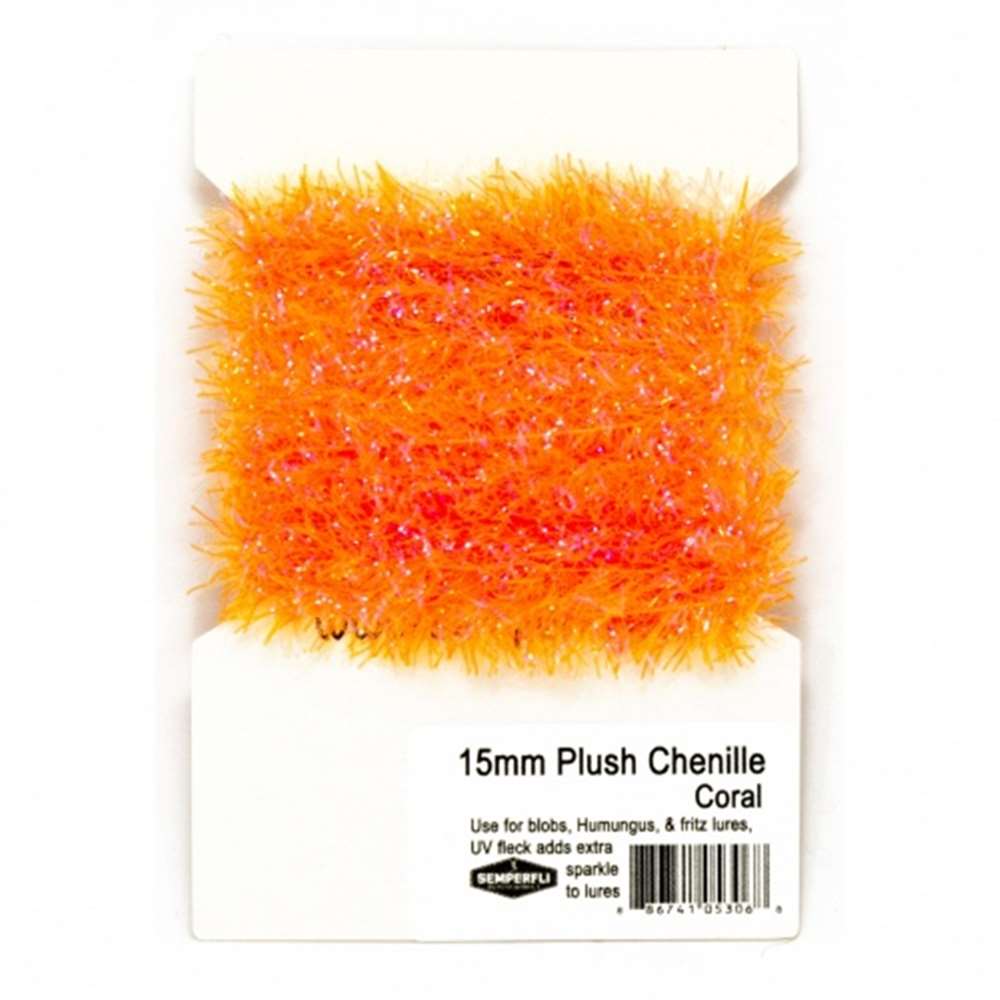 Semperfli 15mm Plush Transluscent Chenille Coral Fly Tying Materials (Product Length 1.1 Yds / 1m)