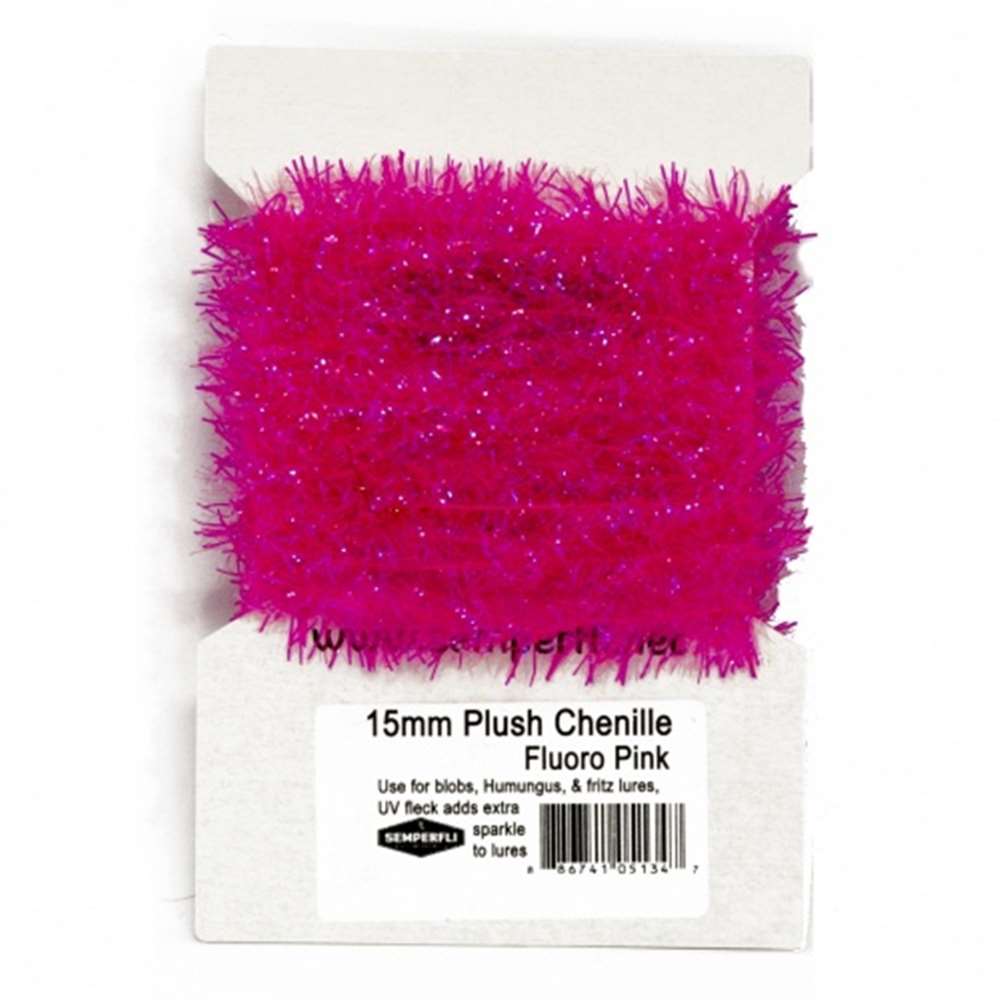 Semperfli 15mm Plush Transluscent Chenille Fluorescent Dark Pink Fly Tying Materials (Product Length 1.1 Yds / 1m)
