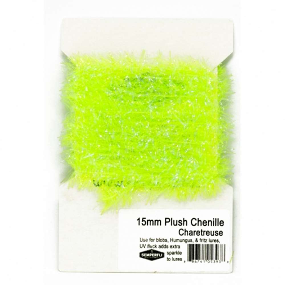 Semperfli 15mm Plush Transluscent Chenille Fluorescent Rhyacophilia Green Fly Tying Materials (Pack Size 100cm)