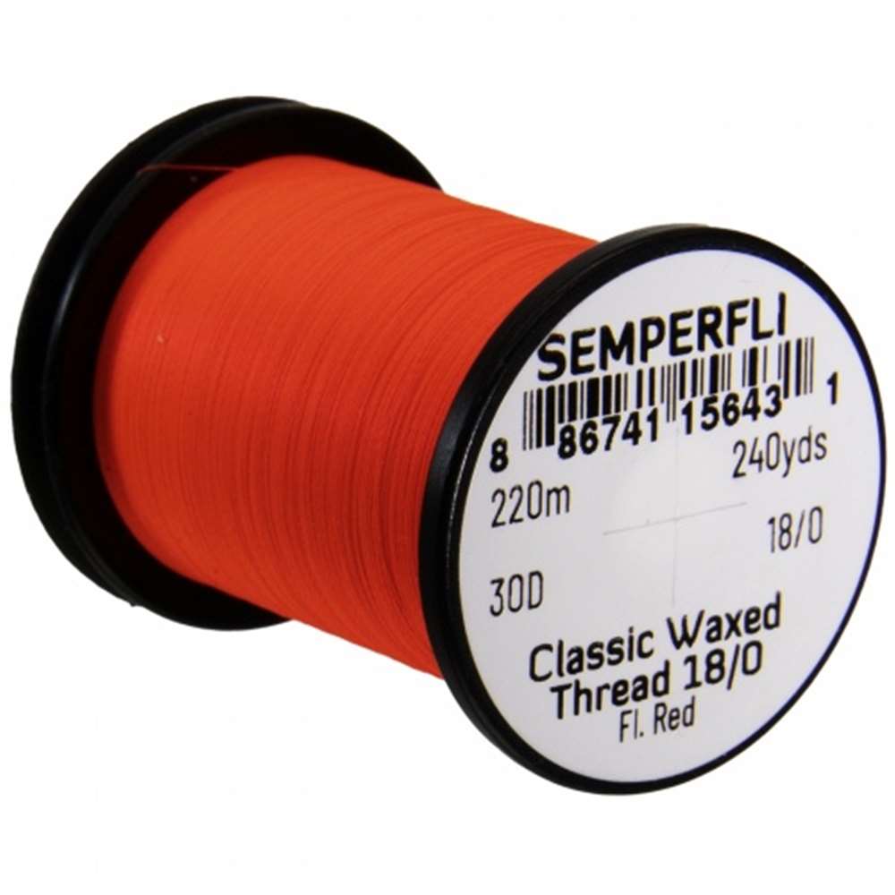 Semperfli Classic Waxed Thread 18/0 240 Yards Fluoro Red