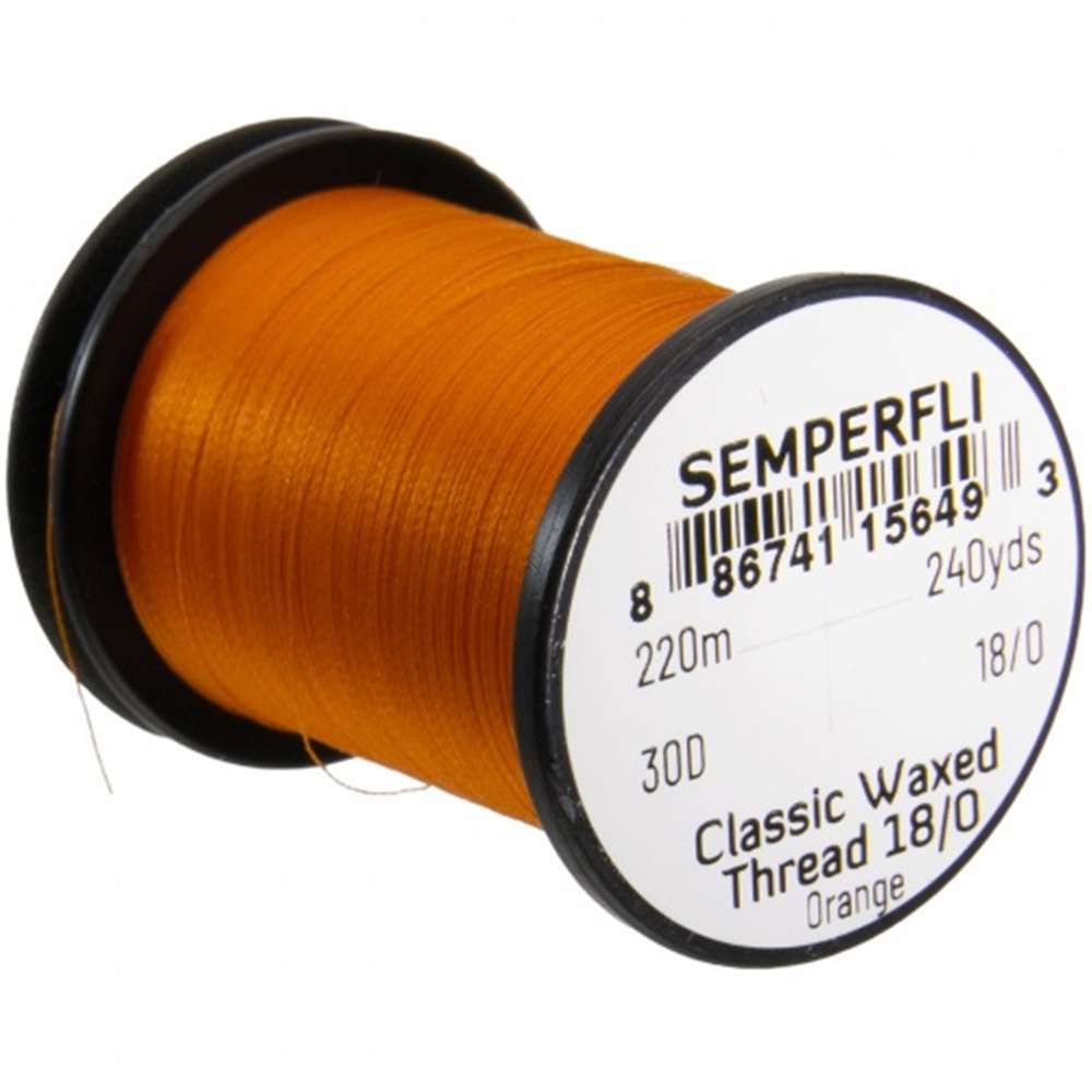 Semperfli Classic Waxed Thread 18/0 240 Yards Orange Fly Tying Threads (Product Length 240 Yds / 220m)