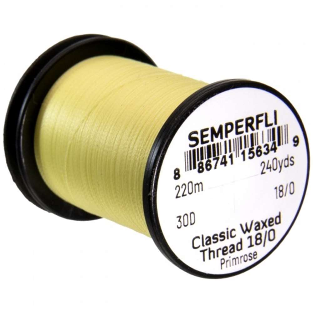 Semperfli Classic Waxed Thread 18/0 240 Yards Primrose Fly Tying Threads (Product Length 240 Yds / 220m)