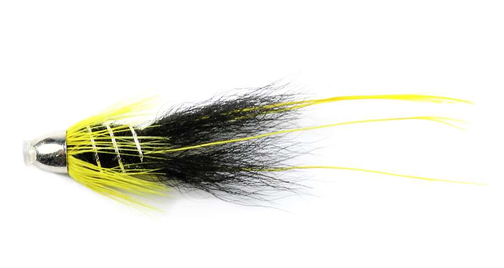 Caledonia Flies Black & Yellow Francis Conehead 8mm Salmon Fishing Tube Fly