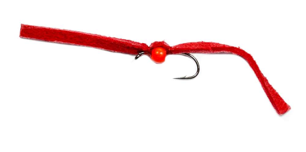 Caledonia Flies Red Chamois Worm #10 Fishing Fly Barbed Buzzer or Chironomid Fly