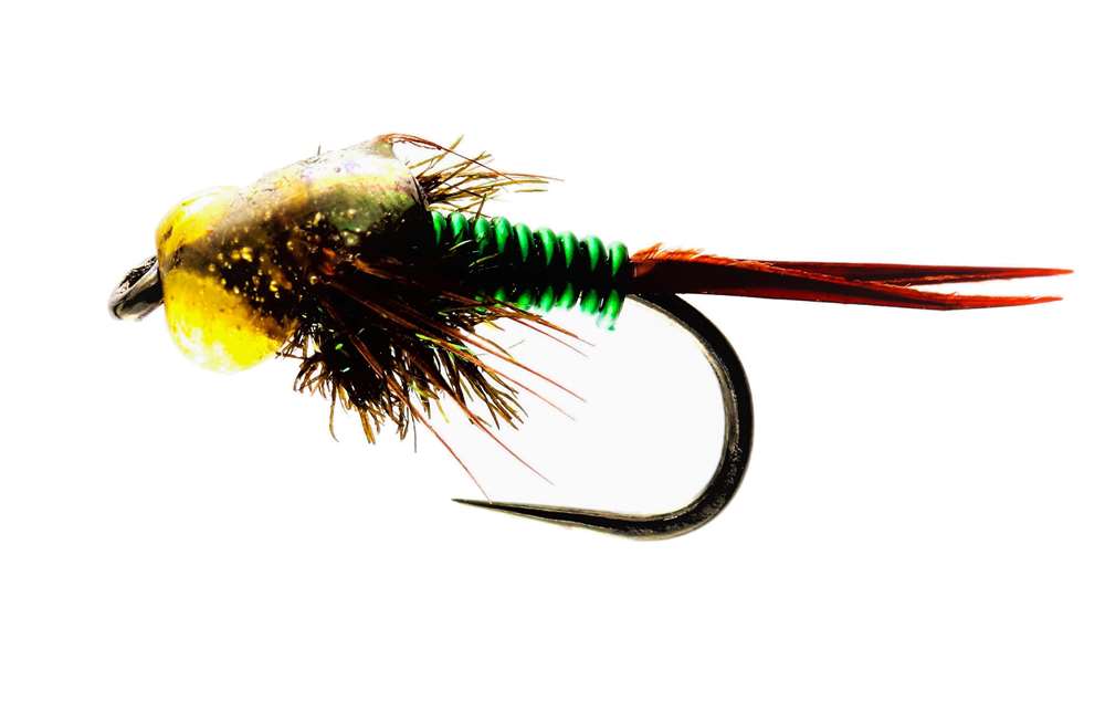 Caledonia Flies Copper John Green Barbless #14 Fishing Fly