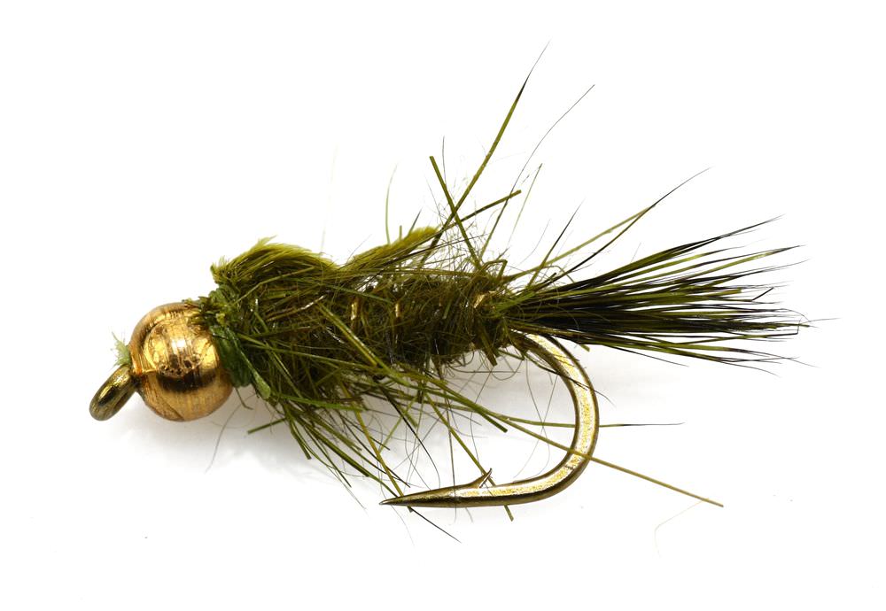 The Essential Fly Bead Head Gold Ribbed Hares Ear Grhe Olive Fishing Fly